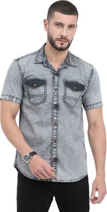 CAZZBA Men Solid Casual Grey, Black Shirt