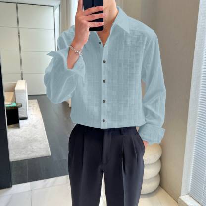 KALP CRAZE Men Solid Casual Light Blue Shirt