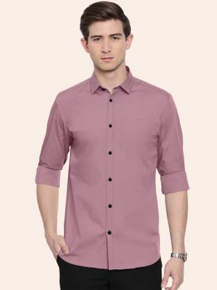 FIBERMILL Men Solid Casual Pink Shirt