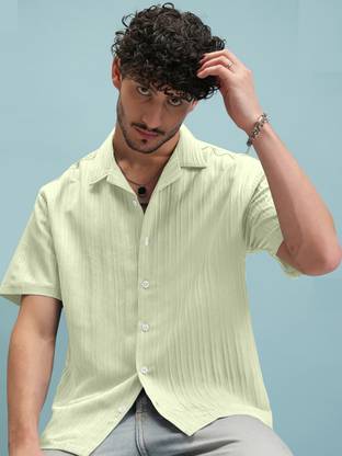 FIBERMILL Men Solid Casual Yellow Shirt