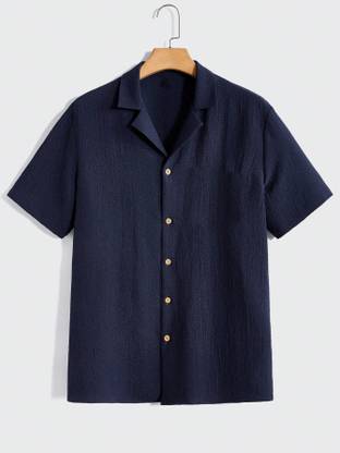 Paralians Men Solid Casual Blue Shirt