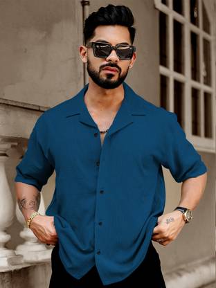 Bluecorp enterprise Men Solid Casual Black Shirt