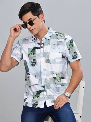 Bullmer Men Printed Casual Green Shirt