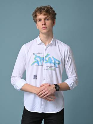 KILLER Men Printed Casual White Shirt