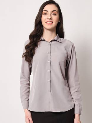 Women Solid Casual Grey Shirt