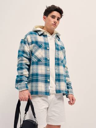 THE BEAR HOUSE Men Checkered Casual Blue Shirt