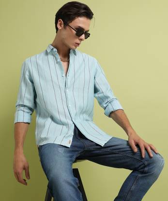 CAMPUS SUTRA Men Polka Print Casual Light Blue Shirt