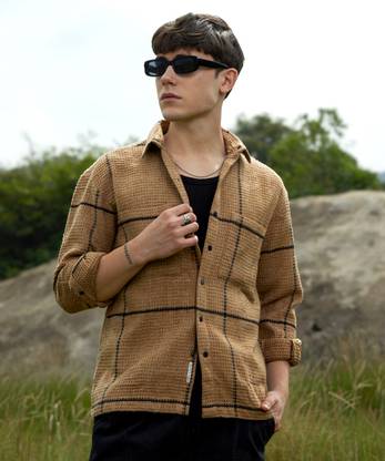 CAMPUS SUTRA Men Checkered Casual Brown Shirt