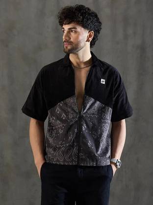 FUGAZEE Men Self Design Casual Black Shirt