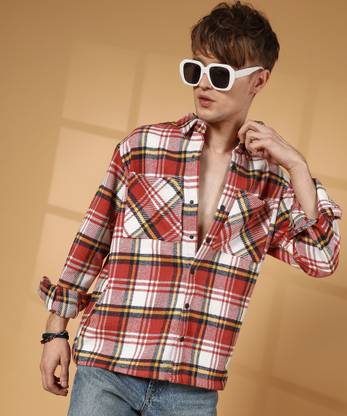 CAMPUS SUTRA Men Checkered Casual Red Shirt