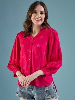 Dressberry Women Self Design Casual Pink Shirt