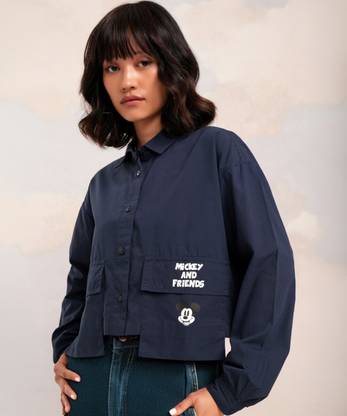 Tokyo Talkies Women Printed Casual Blue Shirt