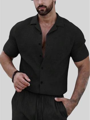 Shivark Men Self Design Casual Black Shirt