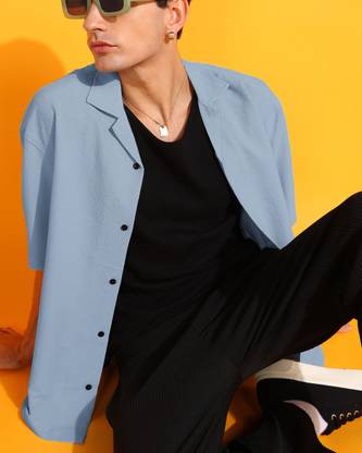INDICLUB Men Self Design Casual Grey Shirt