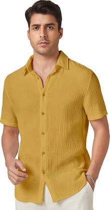 METRONAUT Men Solid Formal Yellow Shirt