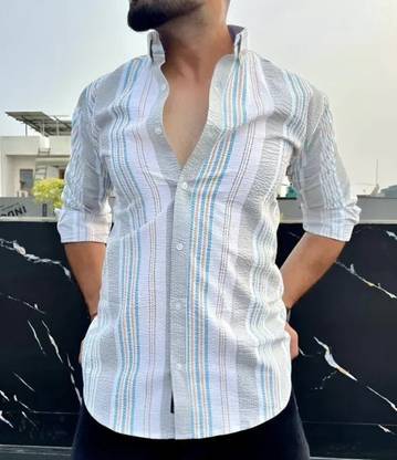 JACKBELLA Men Striped Casual Multicolor Shirt
