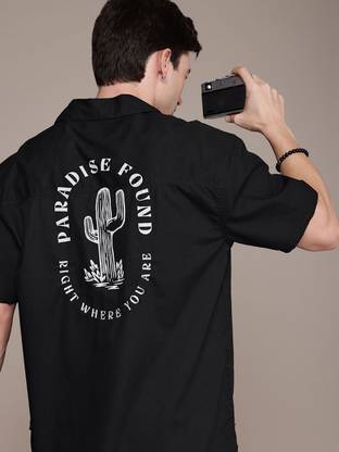 Roadster Men Printed Casual Black Shirt