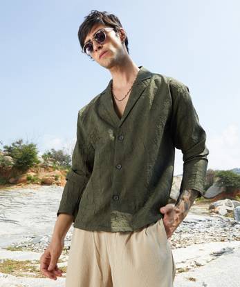 CAMPUS SUTRA Men Solid Casual Green Shirt
