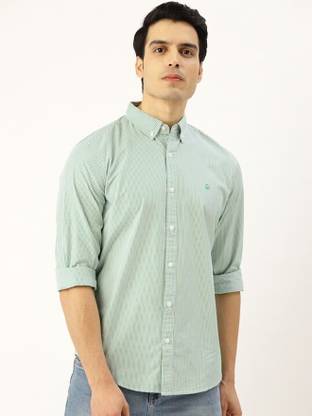 Men Slim Fit Striped Button Down Collar Casual Shirt