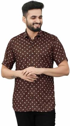 Men Printed Casual Brown Shirt