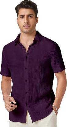 METRONAUT Men Solid Formal Purple Shirt