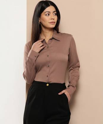 CHEMISTRY Women Solid Casual Brown Shirt