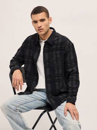THE BEAR HOUSE Men Checkered Casual Grey, Black Shirt