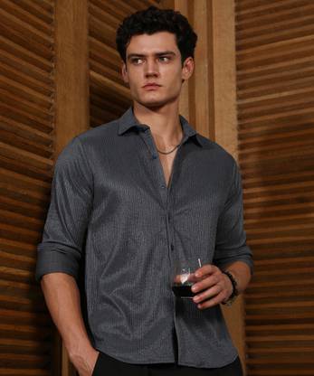 CAMPUS SUTRA Men Solid Casual Grey Shirt