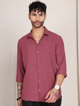 Tanip Men Solid Casual Maroon Shirt