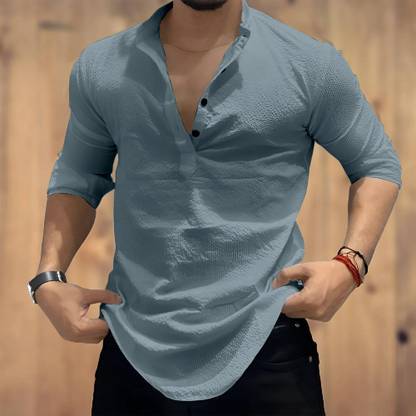 COMBRAIDED Men Solid Straight Kurta