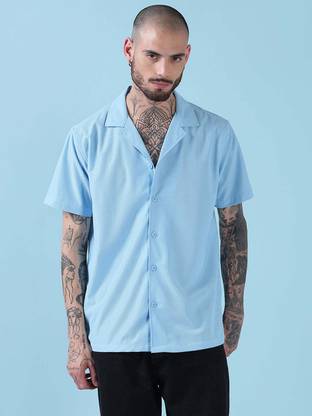 SHOWOFFFF Men Self Design Casual Blue Shirt