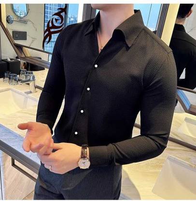 Havp K Square Enterprise Men Self Design Casual Black Shirt