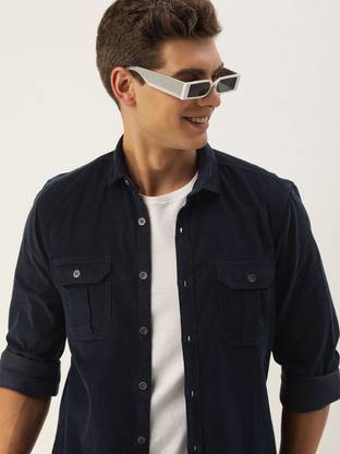 Mast & Harbour Men Solid Casual Blue Shirt