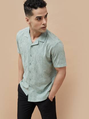 CODE by Lifestyle Men Embroidered Casual Grey Shirt