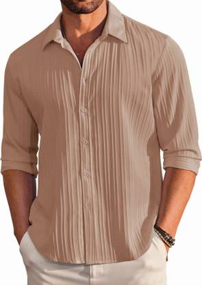 VELLOSTA Men Self Design Casual Black Shirt