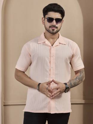 STONEBERG Men Regular Fit Self Design Spread Collar Casual Shirt