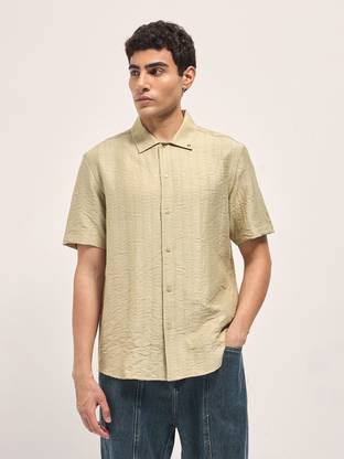 THE BEAR HOUSE Men Solid Casual Beige Shirt
