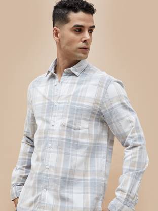 CODE by Lifestyle Men Checkered Casual White Shirt