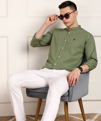 FUBAR Men Solid Casual Green Shirt