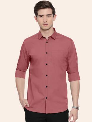 FIBERMILL Men Solid Casual Pink Shirt