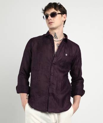 CAMPUS SUTRA Men Solid Casual Purple Shirt
