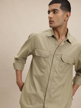 Roadster Men Solid Casual Brown Shirt