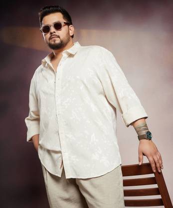 Instafab Plus Men Solid Casual White Shirt