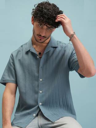 FIBERMILL Men Solid Casual Grey Shirt