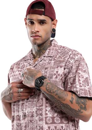 WROGN Men Printed Casual Pink Shirt
