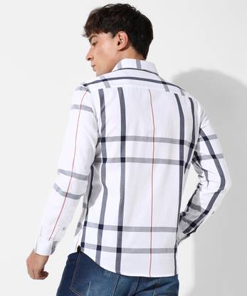 CAMPUS SUTRA Men Checkered Casual White, Grey, Dark Blue Shirt