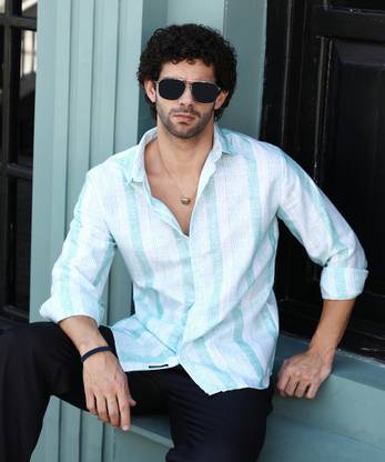 CAMPUS SUTRA Men Striped Casual Blue Shirt