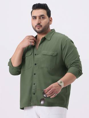 Urbano Plus Men Solid Casual Green Shirt