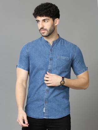 CHEEBA Men Solid Casual Blue Shirt
