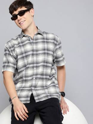 AEROPOSTALE Men Checkered Casual Grey, White Shirt